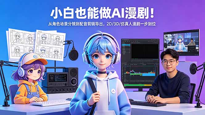 小白也能做AI漫剧！从角色场景分镜到配音剪辑导出，2D/3D/仿真人漫剧一步到位网创-网赚-电商-tk-出海-AI-抖音-快手-小红书-视频号-玩法-创业-小程序-公众号-私域-s粉网创智库