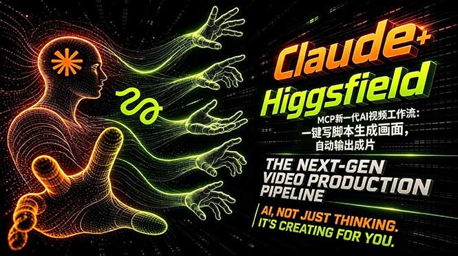 Claude+Higgsfield MCP新一代AI视频工作流：一键写脚本生成画面，自动输出成片网创-网赚-电商-tk-出海-AI-抖音-快手-小红书-视频号-玩法-创业-小程序-公众号-私域-s粉网创智库