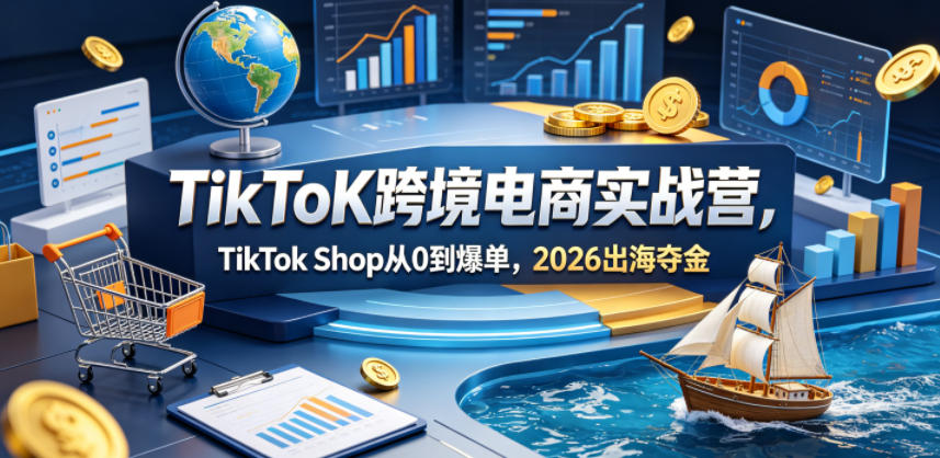 TikToK跨境电商实战营，TikTok Shop从0到爆单，2026出海夺金 - 网创智库网创-网赚-电商-tk-出海-AI-抖音-快手-小红书-视频号-玩法-创业-小程序-公众号-私域-s粉网创智库