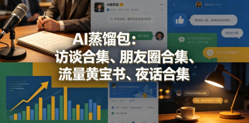 AI蒸馏包：访谈合集、朋友圈合集、流量黄宝书、夜话合集【文档】网创-网赚-电商-tk-出海-AI-抖音-快手-小红书-视频号-玩法-创业-小程序-公众号-私域-s粉网创智库