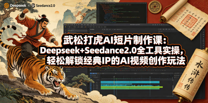 武松打虎AI短片制作课：Deepseek+Seedance2.0全工具实操，轻松解锁经典IP的AI视频创作玩法 - 网创智库网创-网赚-电商-tk-出海-AI-抖音-快手-小红书-视频号-玩法-创业-小程序-公众号-私域-s粉网创智库