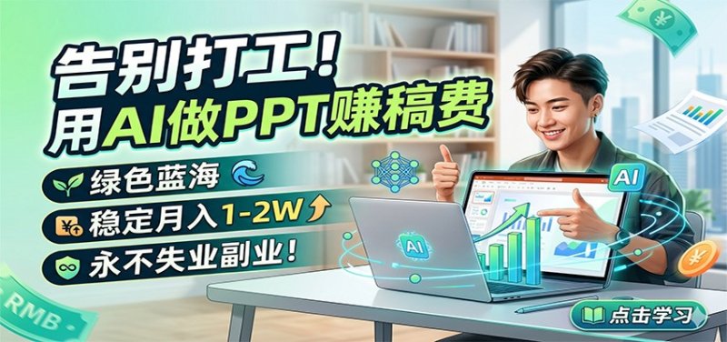 告别打工！用AI做PPT赚稿费，绿色蓝海，稳定月入1-2W，永不失业副业！网创-网赚-电商-tk-出海-AI-抖音-快手-小红书-视频号-玩法-创业-小程序-公众号-私域-s粉网创智库