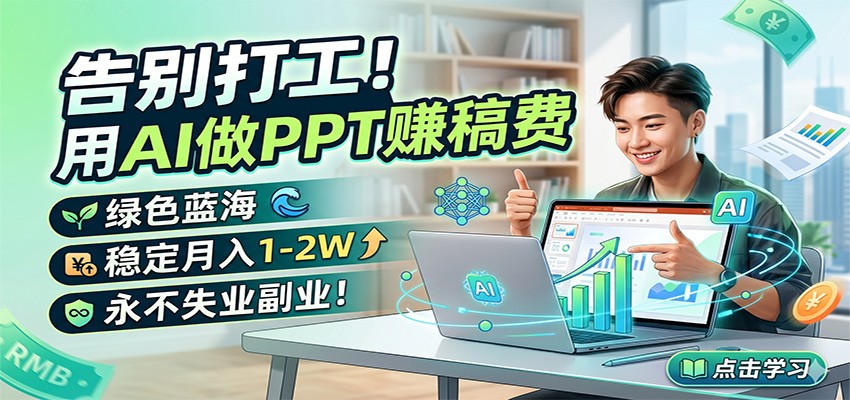 告别打工！用AI做PPT赚稿费，绿色蓝海，稳定月入1-2W，永不失业副业！ - 网创智库网创-网赚-电商-tk-出海-AI-抖音-快手-小红书-视频号-玩法-创业-小程序-公众号-私域-s粉网创智库