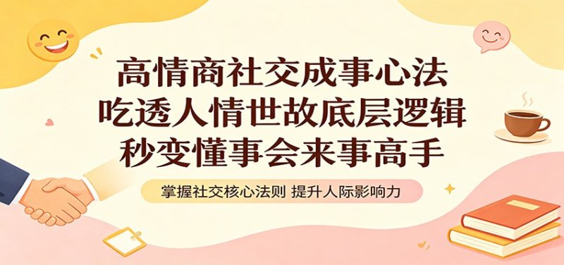 高情商社交成事心法：吃透人情世故底层逻辑，秒变懂事会来事高手网创-网赚-电商-tk-出海-AI-抖音-快手-小红书-视频号-玩法-创业-小程序-公众号-私域-s粉网创智库