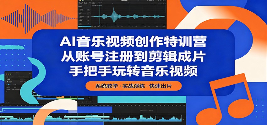 AI音乐视频创作特训营:从账号注册到剪辑成片,手把手玩转音乐视频 - 网创智库网创-网赚-电商-tk-出海-AI-抖音-快手-小红书-视频号-玩法-创业-小程序-公众号-私域-s粉网创智库