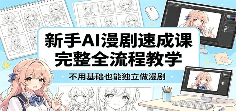 新手AI漫剧速成课:完整全流程教学,不用基础也能独立做漫剧网创-网赚-电商-tk-出海-AI-抖音-快手-小红书-视频号-玩法-创业-小程序-公众号-私域-s粉网创智库