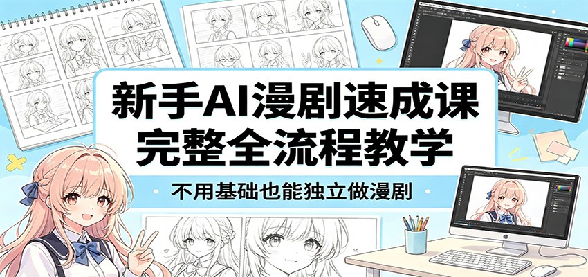 新手AI漫剧速成课：完整全流程教学，不用基础也能独立做漫剧 - 网创智库网创-网赚-电商-tk-出海-AI-抖音-快手-小红书-视频号-玩法-创业-小程序-公众号-私域-s粉网创智库