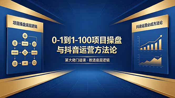 0-1到1-100怎么建？某大佬门徒课教透项目操盘底层逻辑+抖音运营必成方法论 - 网创智库网创-网赚-电商-tk-出海-AI-抖音-快手-小红书-视频号-玩法-创业-小程序-公众号-私域-s粉网创智库