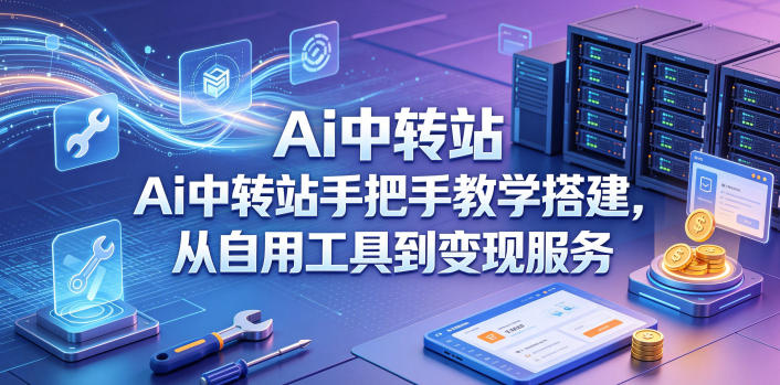 Ai中转站手把手教学搭建，从自用工具到变现服务网创-网赚-电商-tk-出海-AI-抖音-快手-小红书-视频号-玩法-创业-小程序-公众号-私域-s粉网创智库