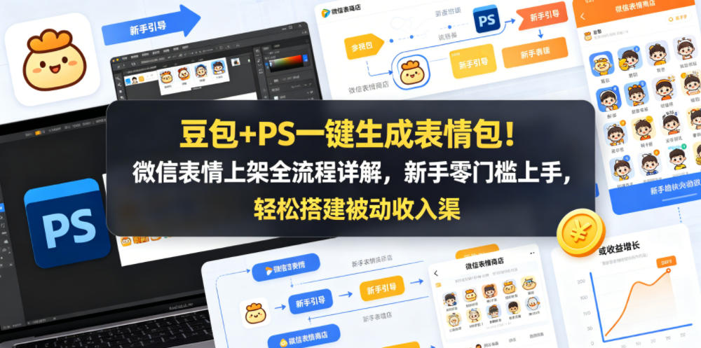 豆包+PS一键生成表情包！微信表情上架全流程详解，新手零门槛上手，轻松搭建被动收入渠道 - 网创智库网创-网赚-电商-tk-出海-AI-抖音-快手-小红书-视频号-玩法-创业-小程序-公众号-私域-s粉网创智库