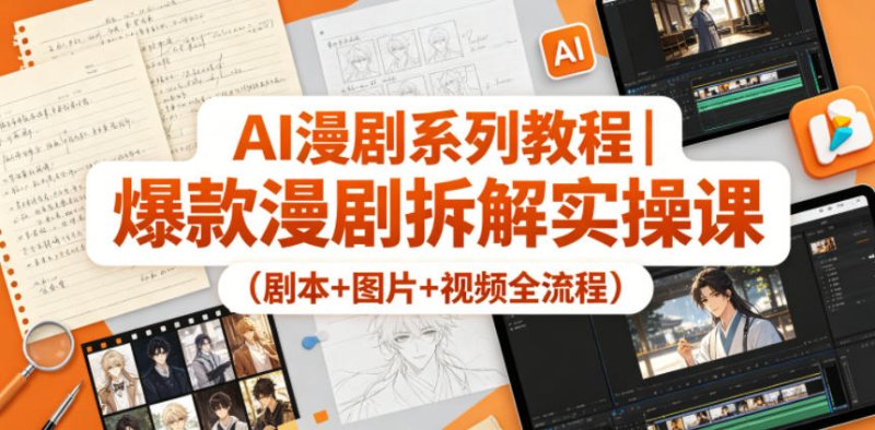 AI漫剧系列教程｜爆款漫剧拆解实操课(剧本+图片+视频全流程)网创-网赚-电商-tk-出海-AI-抖音-快手-小红书-视频号-玩法-创业-小程序-公众号-私域-s粉网创智库