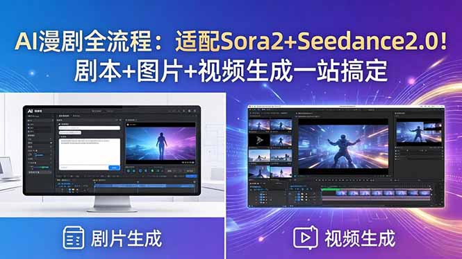 AI漫剧全流程：适配Sora2+Seedance2.0！剧本+图片+视频生成一站搞定网创-网赚-电商-tk-出海-AI-抖音-快手-小红书-视频号-玩法-创业-小程序-公众号-私域-s粉网创智库