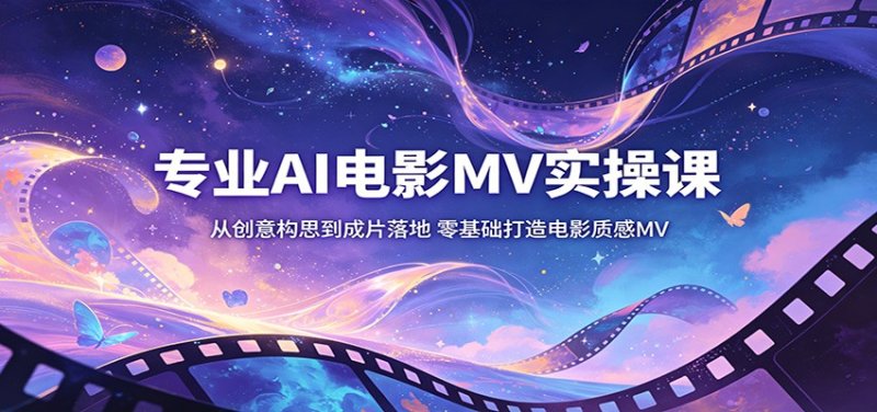 专业AI电影MV实操课：从创意构思到成片落地，零基础打造电影质感MV网创-网赚-电商-tk-出海-AI-抖音-快手-小红书-视频号-玩法-创业-小程序-公众号-私域-s粉网创智库