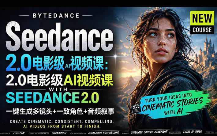 字节跳动的Seedance 2.0 AI电影视频生成制作教程，一键生成多镜头+一致角色+音频叙事-中英字幕网创-网赚-电商-tk-出海-AI-抖音-快手-小红书-视频号-玩法-创业-小程序-公众号-私域-s粉网创智库