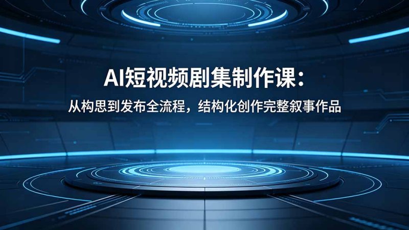 AI短视频剧集制作课：从构思到发布全流程，结构化创作完整叙事作品网创-网赚-电商-tk-出海-AI-抖音-快手-小红书-视频号-玩法-创业-小程序-公众号-私域-s粉网创智库