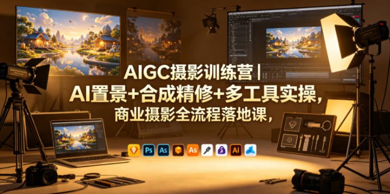 AIGC摄影训练营｜AI置景+合成精修+多工具实操，商业摄影全流程落地课网创-网赚-电商-tk-出海-AI-抖音-快手-小红书-视频号-玩法-创业-小程序-公众号-私域-s粉网创智库