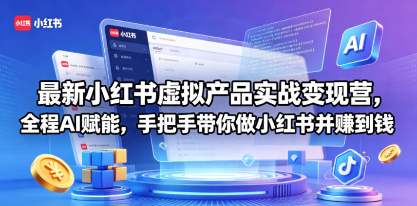 最新小红书虚拟产品实战变现营，全程AI赋能，手把手带你做小红书并赚到钱 - 网创智库网创-网赚-电商-tk-出海-AI-抖音-快手-小红书-视频号-玩法-创业-小程序-公众号-私域-s粉网创智库