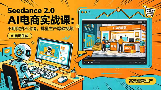 Seedance 2.0 AI电商实战课：不用实拍不出镜，批量生产爆款视频打爆GMV - 网创智库网创-网赚-电商-tk-出海-AI-抖音-快手-小红书-视频号-玩法-创业-小程序-公众号-私域-s粉网创智库
