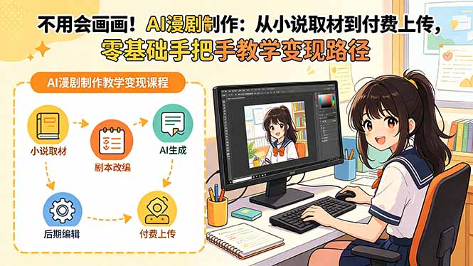 不用会画画！AI漫剧制作：从小说取材到付费上传，零基础手把手教学变现路径 - 网创智库网创-网赚-电商-tk-出海-AI-抖音-快手-小红书-视频号-玩法-创业-小程序-公众号-私域-s粉网创智库