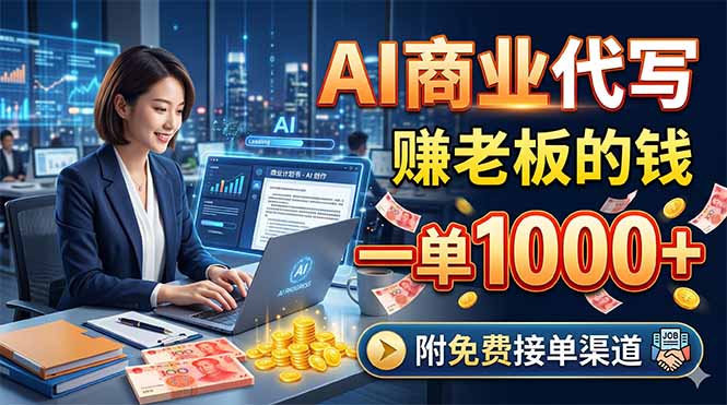 AI商业代写，赚老板的钱，一单1000+，附免费接单渠道 - 网创智库网创-网赚-电商-tk-出海-AI-抖音-快手-小红书-视频号-玩法-创业-小程序-公众号-私域-s粉网创智库