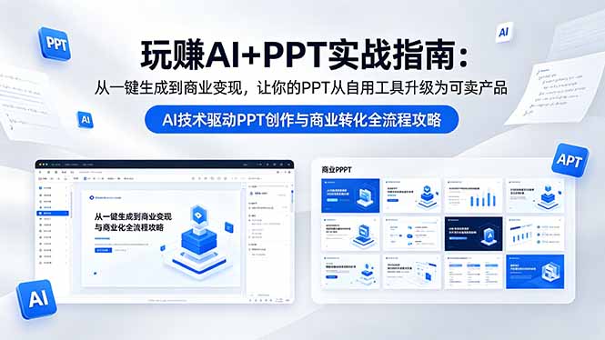 玩赚AI+PPT实战指南-更新5月13：从一键生成到商业变现，让你的PPT从自用工具升级为可卖产品 - 网创智库网创-网赚-电商-tk-出海-AI-抖音-快手-小红书-视频号-玩法-创业-小程序-公众号-私域-s粉网创智库