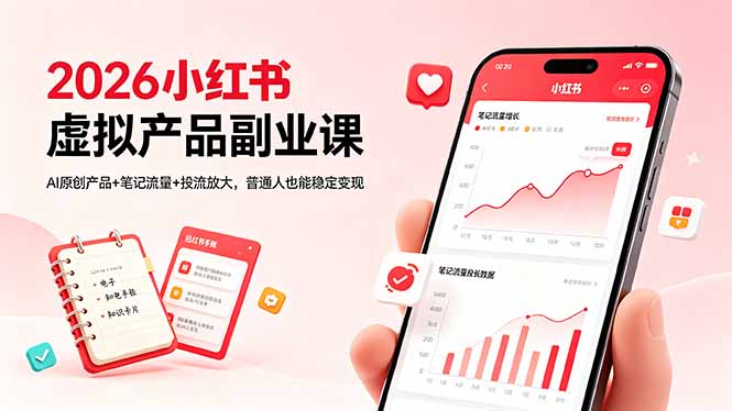 2026小红书虚拟产品副业课，AI原创产品+笔记流量+投流放大，普通人也能稳定变现 - 网创智库网创-网赚-电商-tk-出海-AI-抖音-快手-小红书-视频号-玩法-创业-小程序-公众号-私域-s粉网创智库