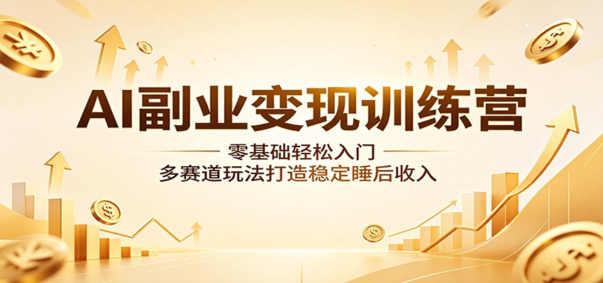 AI副业变现训练营：零基础轻松入门，多赛道玩法打造稳定睡后收入 - 网创智库网创-网赚-电商-tk-出海-AI-抖音-快手-小红书-视频号-玩法-创业-小程序-公众号-私域-s粉网创智库