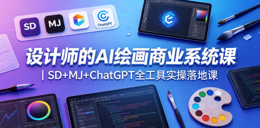 设计师的AI绘画商业系统课｜SD+MJ+ChatGPT全工具实操落地课 - 网创智库网创-网赚-电商-tk-出海-AI-抖音-快手-小红书-视频号-玩法-创业-小程序-公众号-私域-s粉网创智库
