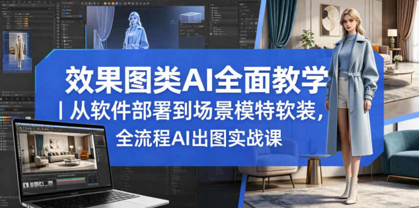 效果图类AI全面教学｜从软件部署到场景模特软装，全流程AI出图实战课 - 网创智库网创-网赚-电商-tk-出海-AI-抖音-快手-小红书-视频号-玩法-创业-小程序-公众号-私域-s粉网创智库