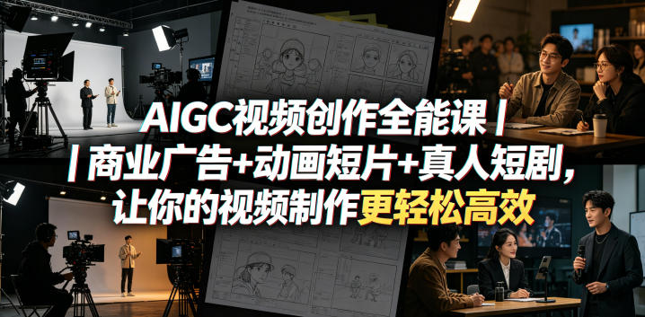 AIGC视频创作全能课｜商业广告+动画短片+真人短剧，让你的视频制作更轻松高效 - 网创智库网创-网赚-电商-tk-出海-AI-抖音-快手-小红书-视频号-玩法-创业-小程序-公众号-私域-s粉网创智库