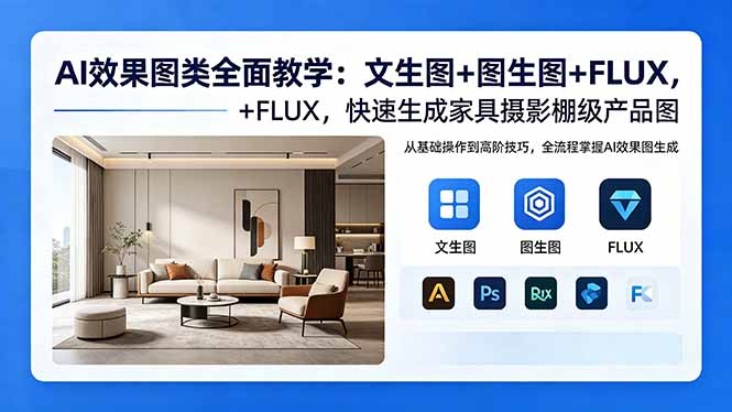 AI效果图类全面教学：文生图+图生图+FLUX，快速生成家具摄影棚级产品图 - 网创智库网创-网赚-电商-tk-出海-AI-抖音-快手-小红书-视频号-玩法-创业-小程序-公众号-私域-s粉网创智库