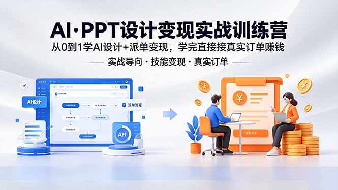 AI·PPT设计变现实战训练营，从0到1学AI设计+派单变现，学完直接接真实订单赚钱 - 网创智库网创-网赚-电商-tk-出海-AI-抖音-快手-小红书-视频号-玩法-创业-小程序-公众号-私域-s粉网创智库