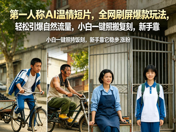 第一人称AI温情短片,全网刷屏爆款玩法,轻松引爆自然流量,小白一键照搬复刻,新手靠它稳步涨粉网创-网赚-电商-tk-出海-AI-抖音-快手-小红书-视频号-玩法-创业-小程序-公众号-私域-s粉网创智库