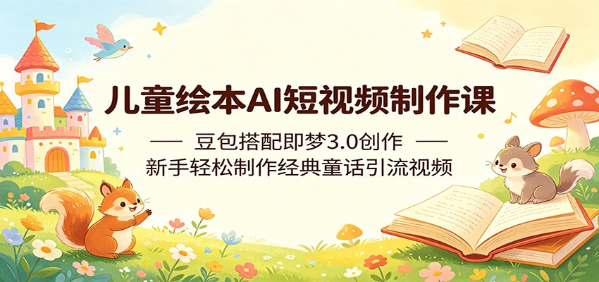 儿童绘本AI短视频制作课：豆包搭配即梦3.0创作，新手轻松制作经典童话引流视频 - 网创智库网创-网赚-电商-tk-出海-AI-抖音-快手-小红书-视频号-玩法-创业-小程序-公众号-私域-s粉网创智库