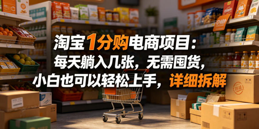 淘宝1分购电商项目：每天躺入几张，无需囤货，小白也可以轻松上手，详细拆解 - 网创智库网创-网赚-电商-tk-出海-AI-抖音-快手-小红书-视频号-玩法-创业-小程序-公众号-私域-s粉网创智库