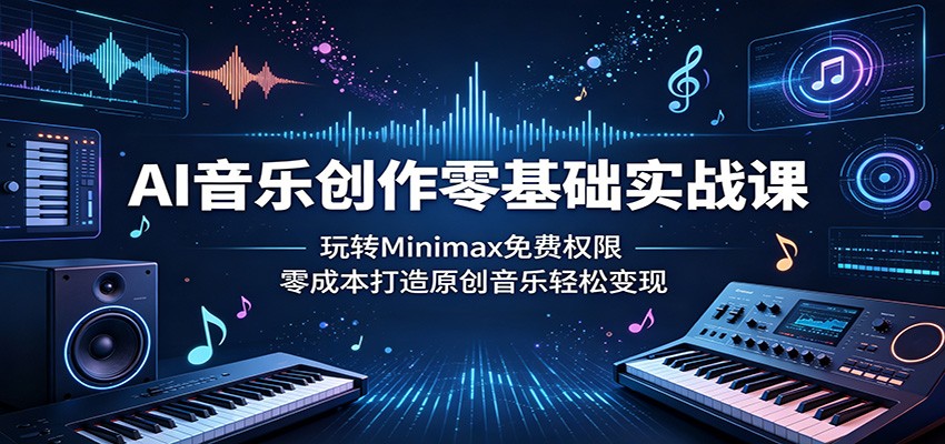AI音乐创作零基础实战课：玩转Minimax免费权限，零成本打造原创音乐轻松变现 - 网创智库网创-网赚-电商-tk-出海-AI-抖音-快手-小红书-视频号-玩法-创业-小程序-公众号-私域-s粉网创智库