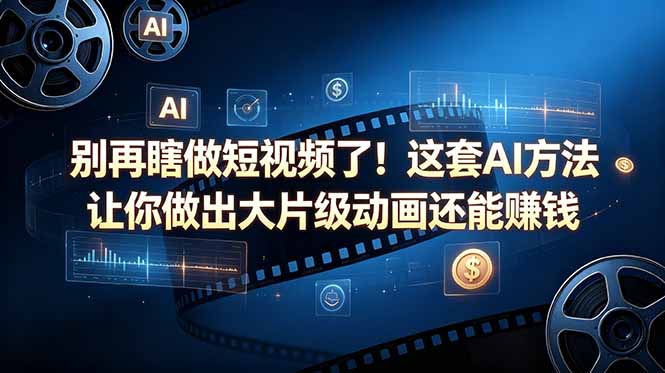 别再瞎做短视频了！这套 AI 方法让你做出大片级动画还能赚钱【原创双语字幕】网创-网赚-电商-tk-出海-AI-抖音-快手-小红书-视频号-玩法-创业-小程序-公众号-私域-s粉网创智库