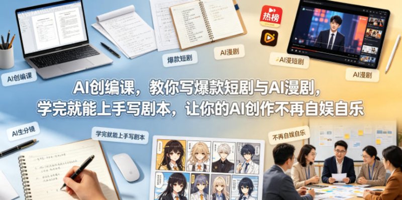 AI创编课，教你写爆款短剧与AI漫剧，学完就能上手写剧本，让你的AI创作不再自娱自乐(更新0521)网创-网赚-电商-tk-出海-AI-抖音-快手-小红书-视频号-玩法-创业-小程序-公众号-私域-s粉网创智库