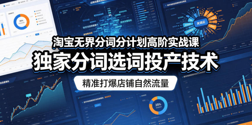 淘宝无界分词分计划高阶实战课，独家分词选词投产技术，精准打爆店铺自然流量 - 网创智库网创-网赚-电商-tk-出海-AI-抖音-快手-小红书-视频号-玩法-创业-小程序-公众号-私域-s粉网创智库