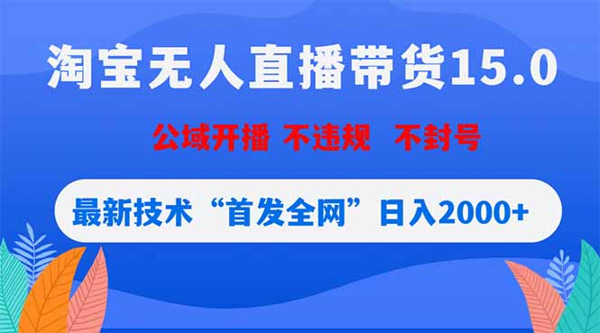 淘宝无人直播带货15.0，不封号，不违规，公域玩法，首发全网日入2000+ - 网创智库网创-网赚-电商-tk-出海-AI-抖音-快手-小红书-视频号-玩法-创业-小程序-公众号-私域-s粉网创智库