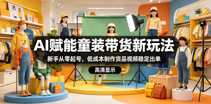 AI赋能童装带货新玩法，新手从零起号，低成本制作货品视频稳定出单网创-网赚-电商-tk-出海-AI-抖音-快手-小红书-视频号-玩法-创业-小程序-公众号-私域-s粉网创智库