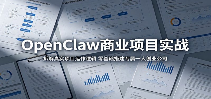 OpenClaw商业项目实战：拆解真实项目运作逻辑，零基础搭建专属一人创业公司网创-网赚-电商-tk-出海-AI-抖音-快手-小红书-视频号-玩法-创业-小程序-公众号-私域-s粉网创智库