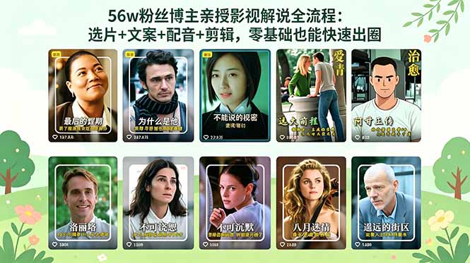 56万粉丝博主亲授影视解说全流程：选片+文案+配音+剪辑，零基础也能快速出圈 - 网创智库网创-网赚-电商-tk-出海-AI-抖音-快手-小红书-视频号-玩法-创业-小程序-公众号-私域-s粉网创智库