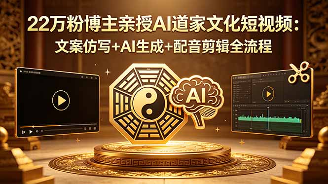 22万粉博主亲授AI道家文化短视频：文案仿写+AI生成+配音剪辑全流程 - 网创智库网创-网赚-电商-tk-出海-AI-抖音-快手-小红书-视频号-玩法-创业-小程序-公众号-私域-s粉网创智库