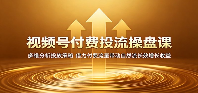 视频号付费投流操盘课：多维分析投放策略，借力付费流量带动自然流长效增长收益网创-网赚-电商-tk-出海-AI-抖音-快手-小红书-视频号-玩法-创业-小程序-公众号-私域-s粉网创智库