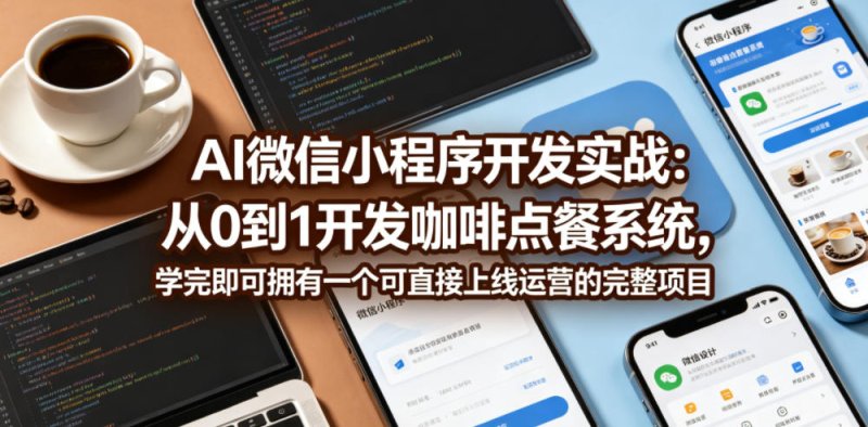 AI微信小程序开发实战:从0到1开发咖啡点餐系统,学完即可拥有一个可直接上线运营的完整项目网创-网赚-电商-tk-出海-AI-抖音-快手-小红书-视频号-玩法-创业-小程序-公众号-私域-s粉网创智库