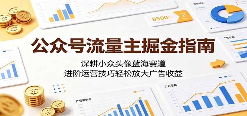 公众号流量主掘金指南：深耕小众头像蓝海赛道，进阶运营技巧轻松放大广告收益 - 网创智库网创-网赚-电商-tk-出海-AI-抖音-快手-小红书-视频号-玩法-创业-小程序-公众号-私域-s粉网创智库