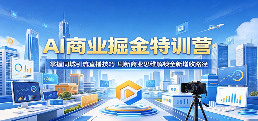 AI商业掘金特训营：掌握同城引流直播技巧，刷新商业思维解锁全新增收路径 - 网创智库网创-网赚-电商-tk-出海-AI-抖音-快手-小红书-视频号-玩法-创业-小程序-公众号-私域-s粉网创智库