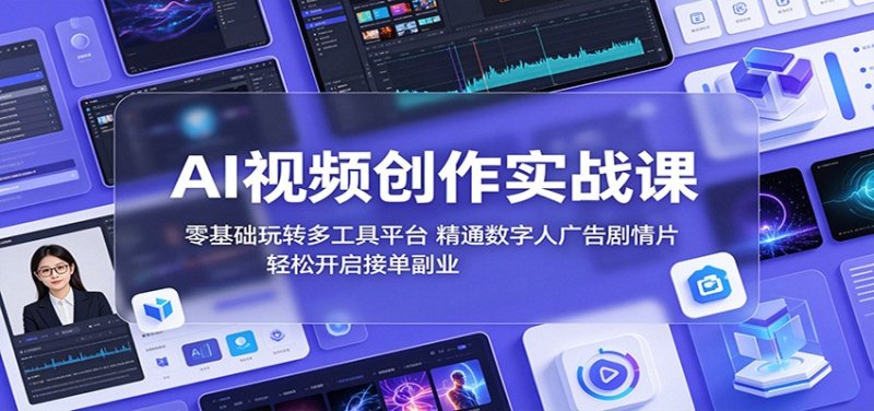 AI视频创作实战课:零基础玩转多工具平台,精通数字人广告、剧情片,轻松开启接单副业网创-网赚-电商-tk-出海-AI-抖音-快手-小红书-视频号-玩法-创业-小程序-公众号-私域-s粉网创智库
