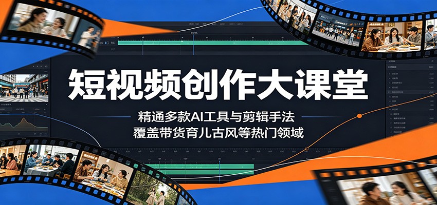 短视频创作大课堂：精通多款AI工具与剪辑手法，覆盖带货、育儿、古风等热门领域 - 网创智库网创-网赚-电商-tk-出海-AI-抖音-快手-小红书-视频号-玩法-创业-小程序-公众号-私域-s粉网创智库